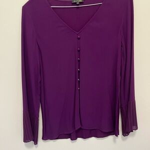 Purple V-Neck Long Sleeve Blouse